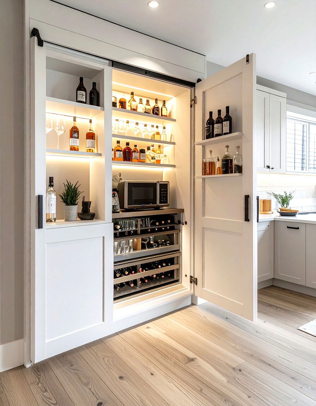 Hidden pantry bar cabinet - 30 kitchen dry bar ideas
