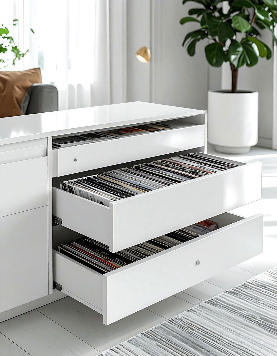 Hidden record storage drawer - 30 record collection display ideas