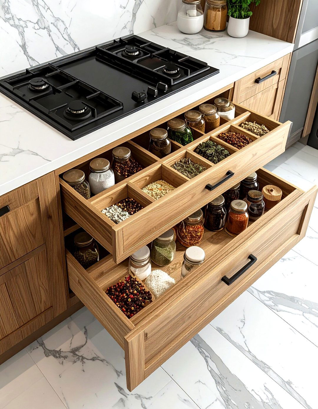 Hidden spice drawer - 30 kitchen hidden storage ideas