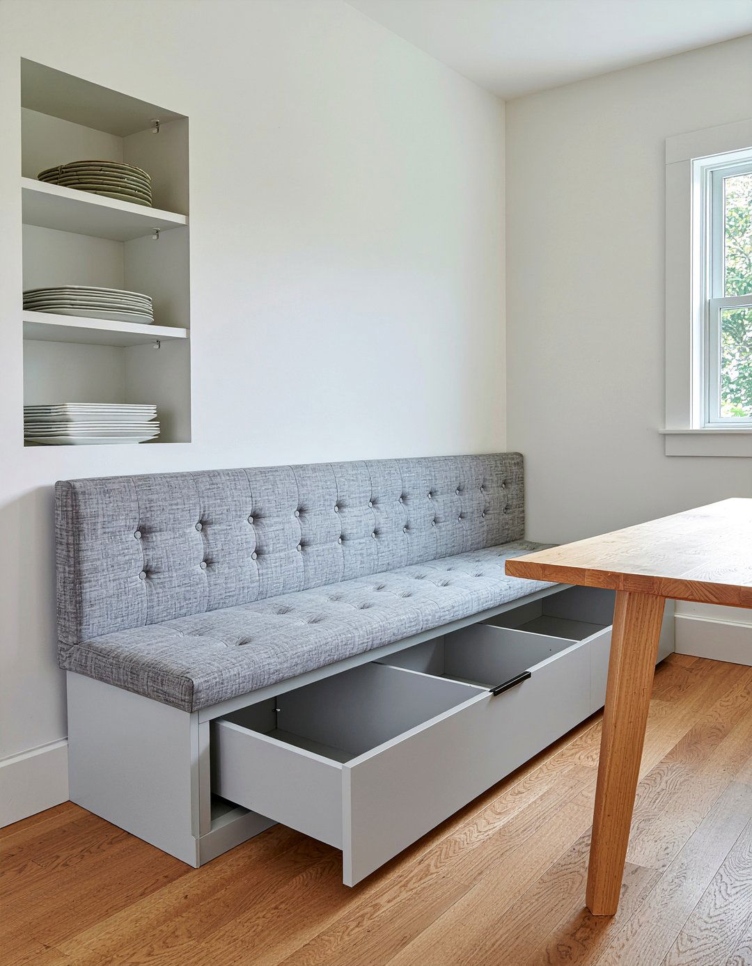 Hidden storage dining bench - 30 dining nook ideas
