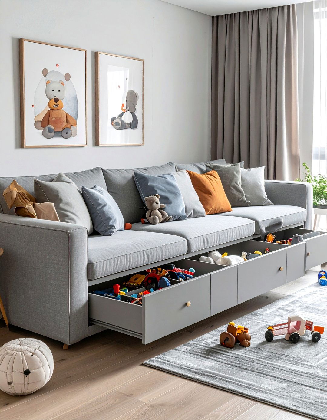 Hidden toy storage - 30 playroom storage ideas