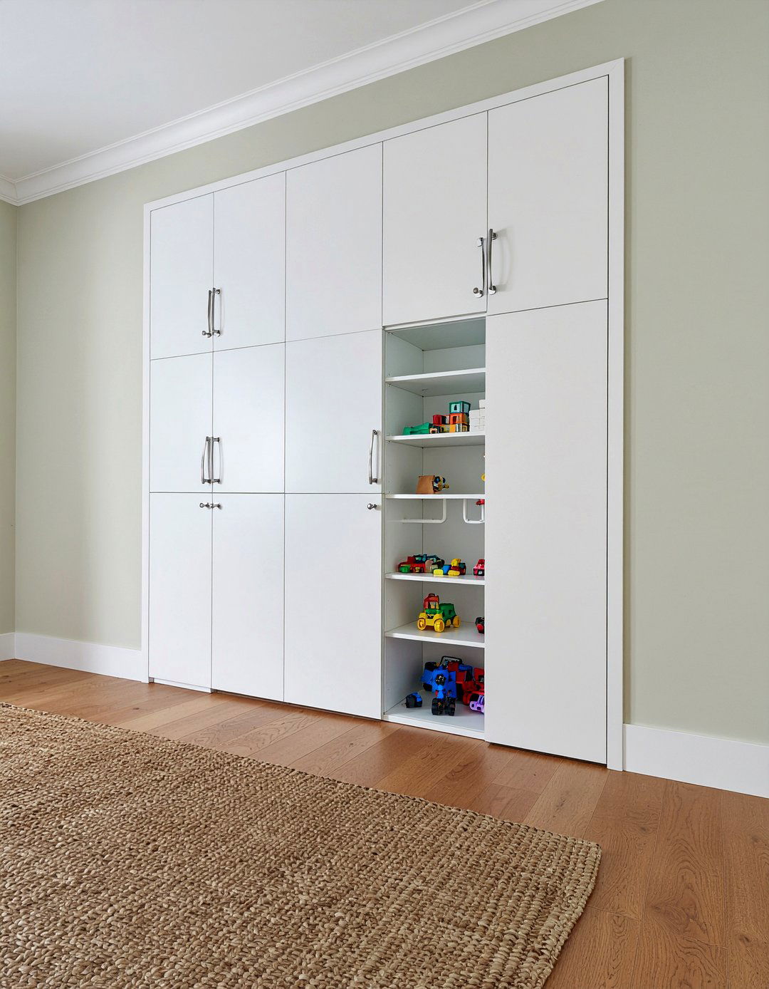 Hidden toy storage cabinets - 30 kid friendly living room ideas