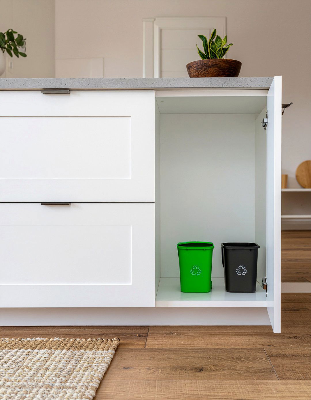 Hidden trash pullout - 30 healthy kitchen ideas