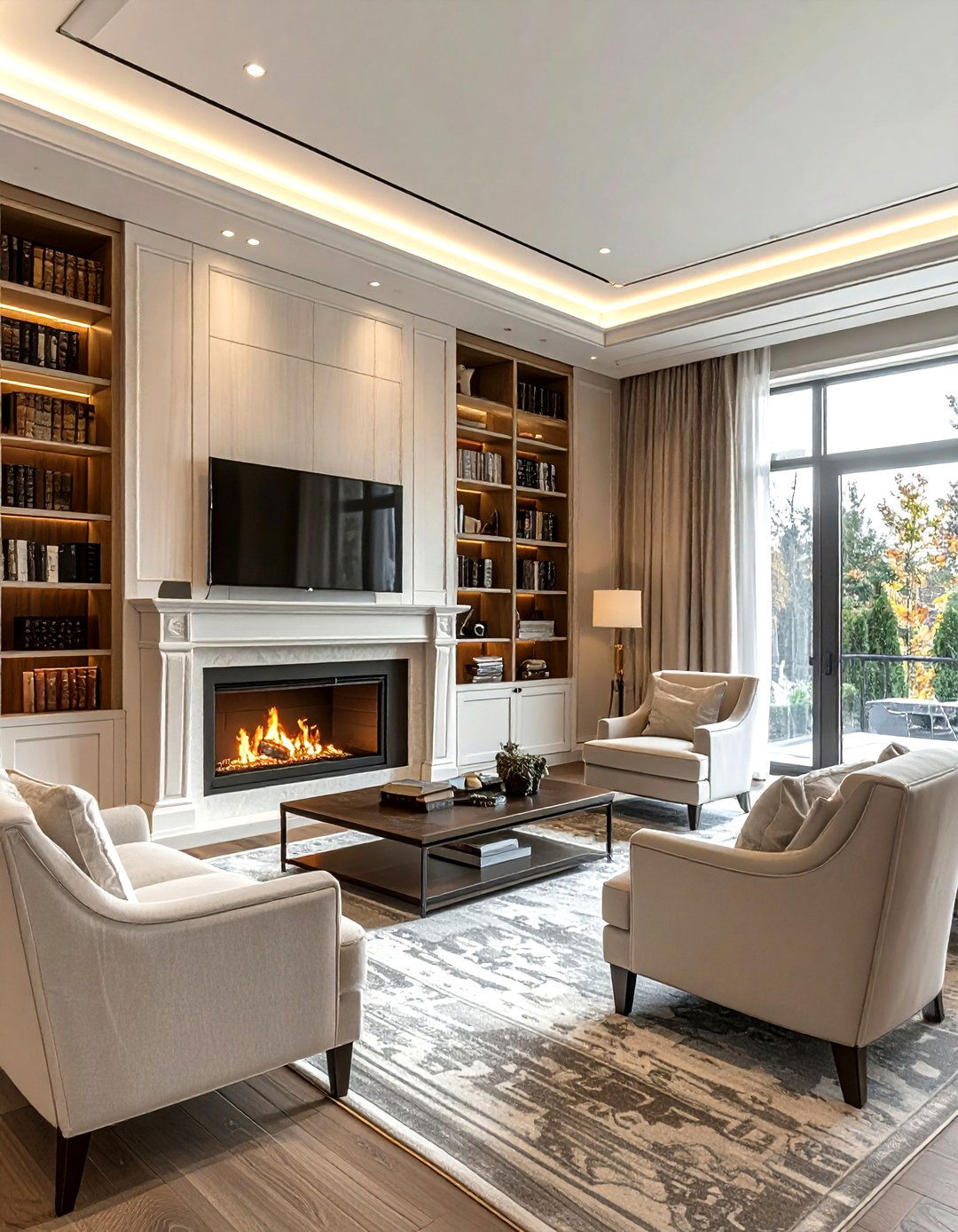 Hidden tv cabinet - 30 living room flat panel ideas