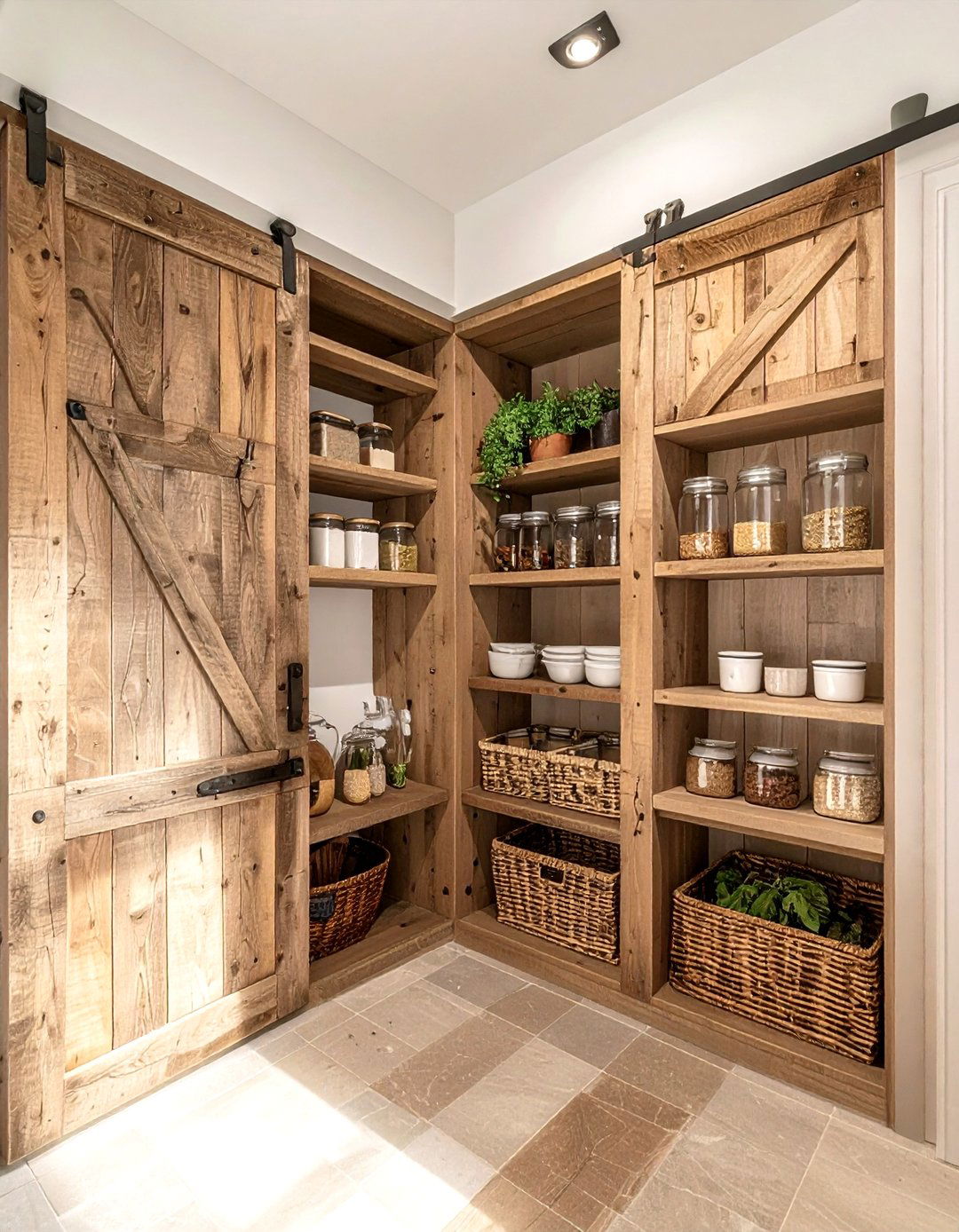 Hidden walk in pantry - 30 French farmhouse kitchen ideas