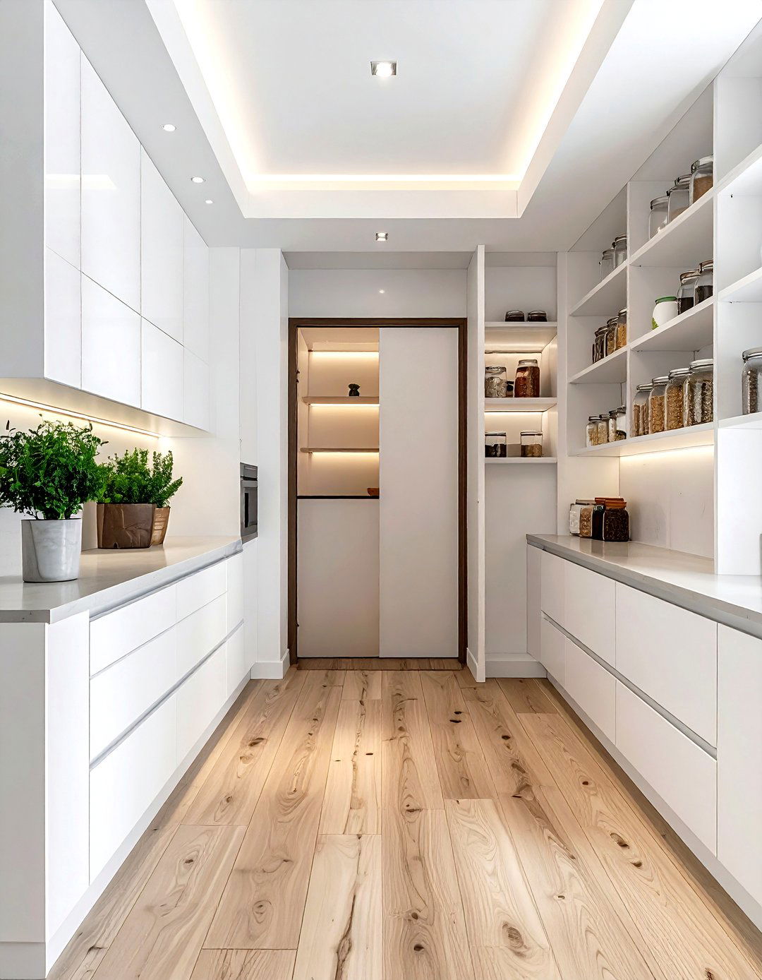 Hidden walk in pantry - 30 white kitchen decor ideas