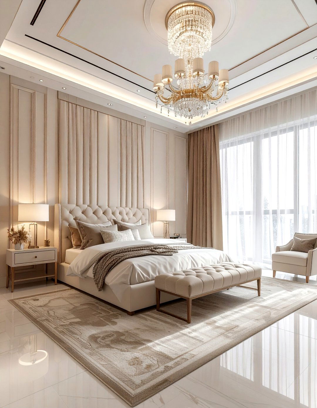 High Ceiling Beige White Bedroom - 30 beige and white bedroom ideas