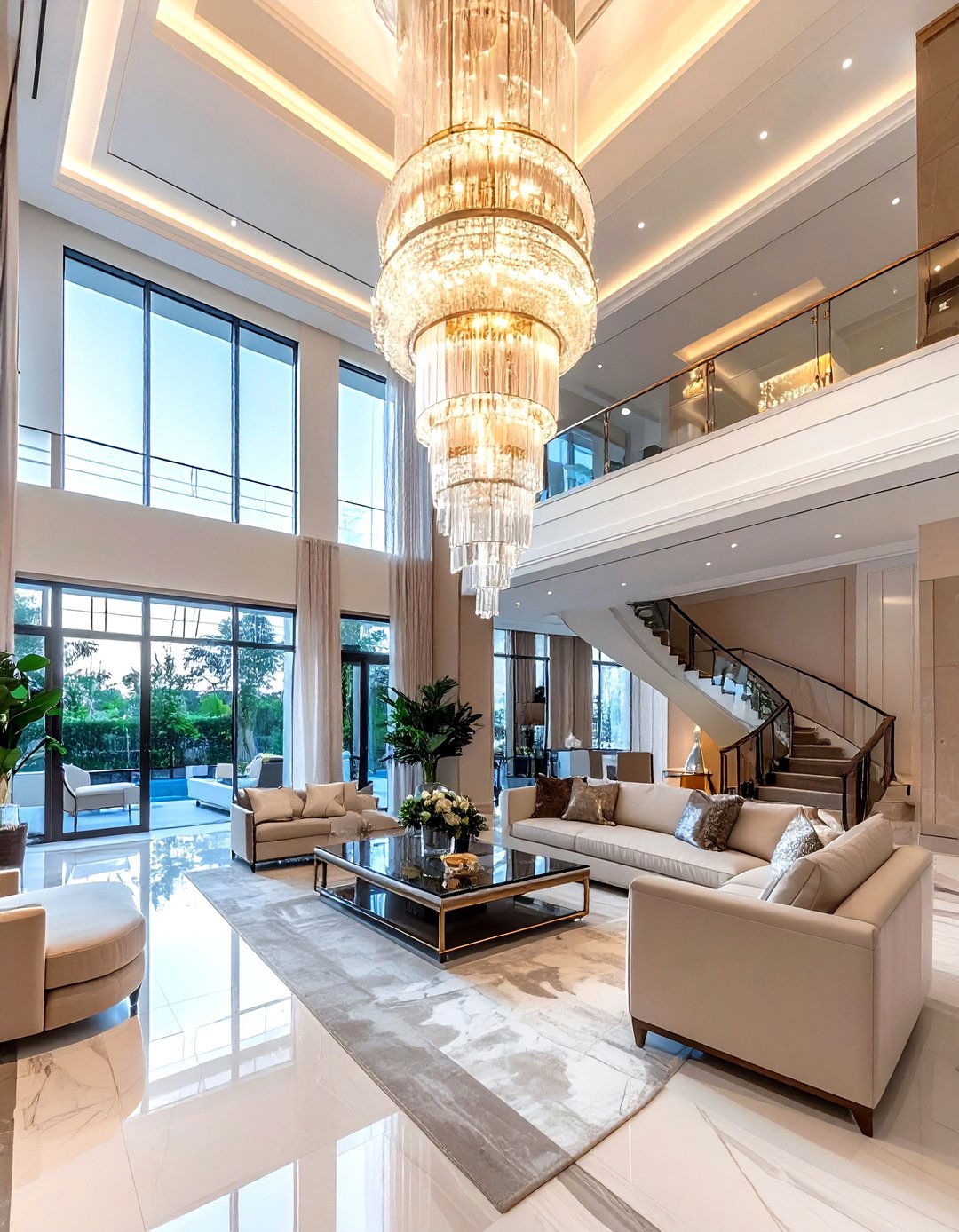 High Ceiling Chandelier - 30 living room lighting design