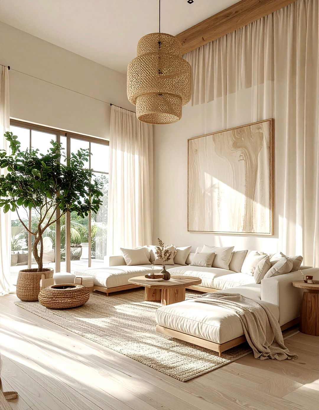 High Ceiling Cream Living Room - 30 bohemian cream living room ideas