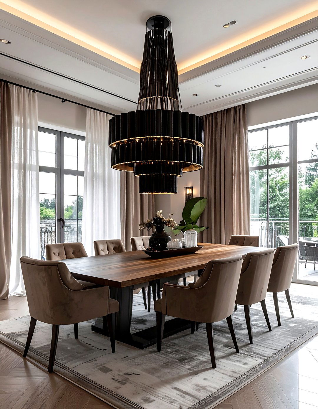 High Ceiling Dining - 30 black chandelier dining room ideas