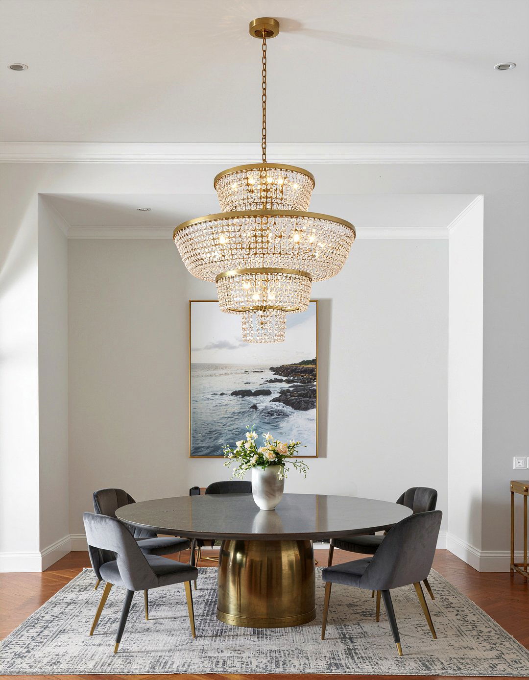High Ceiling Gold Chandelier - 30 gold chandelier dining room ideas