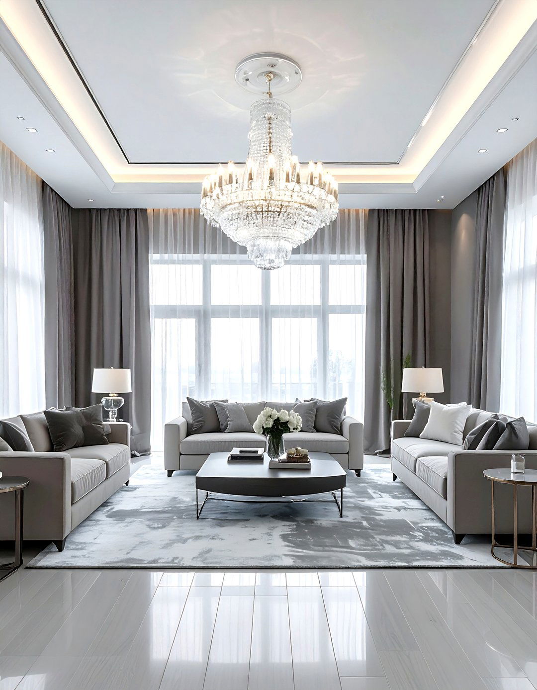 High Ceiling Gray And White - 30 gray and white living room ideas