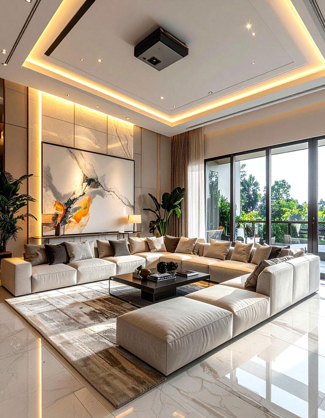 High Ceiling Projector Mount System - 30 living room projector ideas