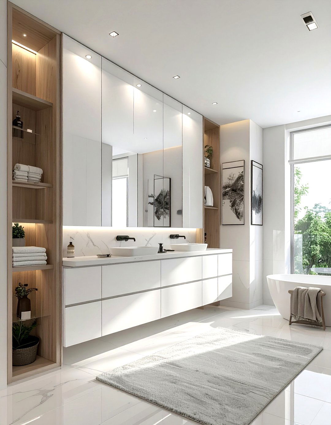 High Ceiling Vertical Storage Bathroom - 30 bathroom furniture placement