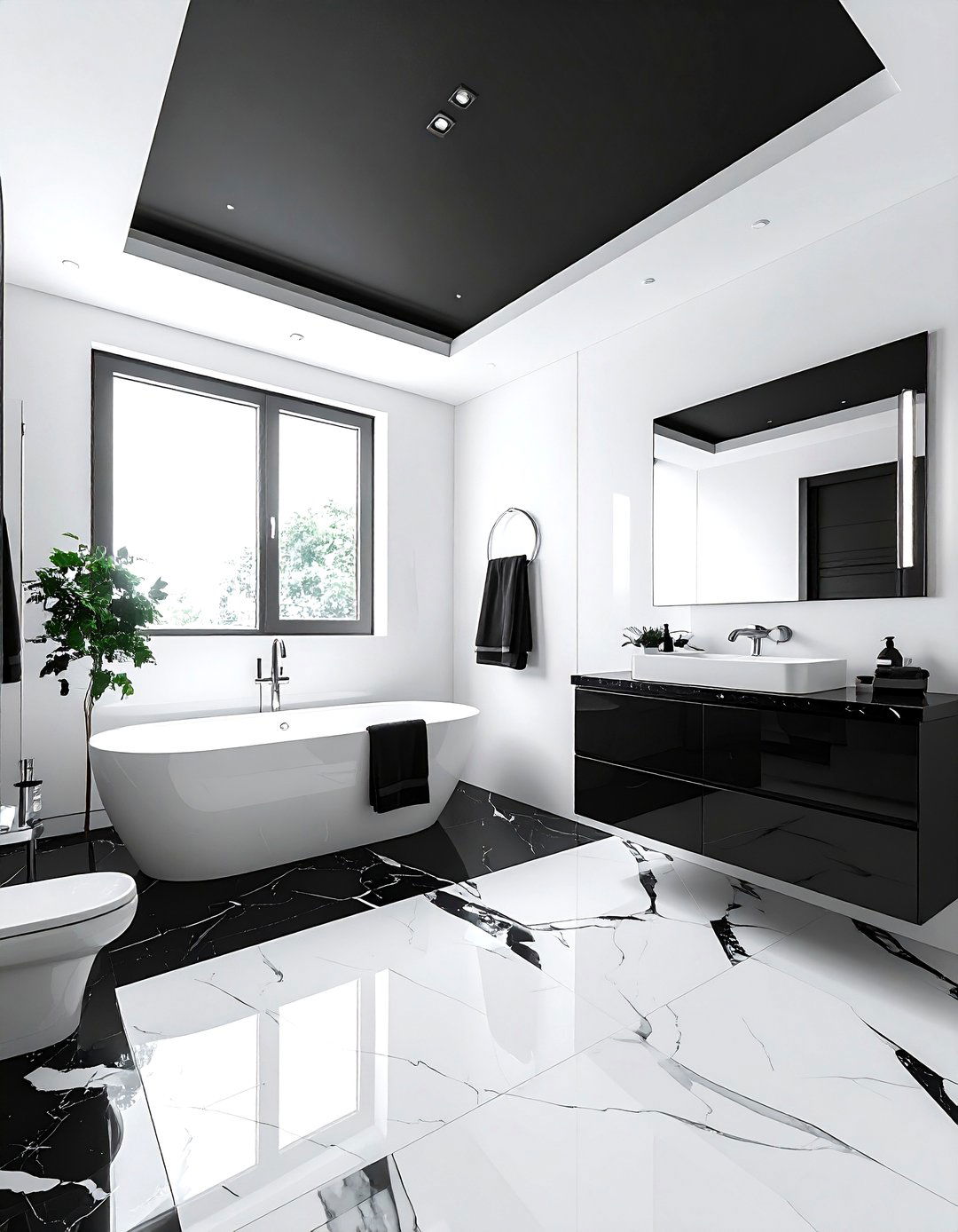 High Contrast Black And White Bathroom - 30 white and black bathroom ideas