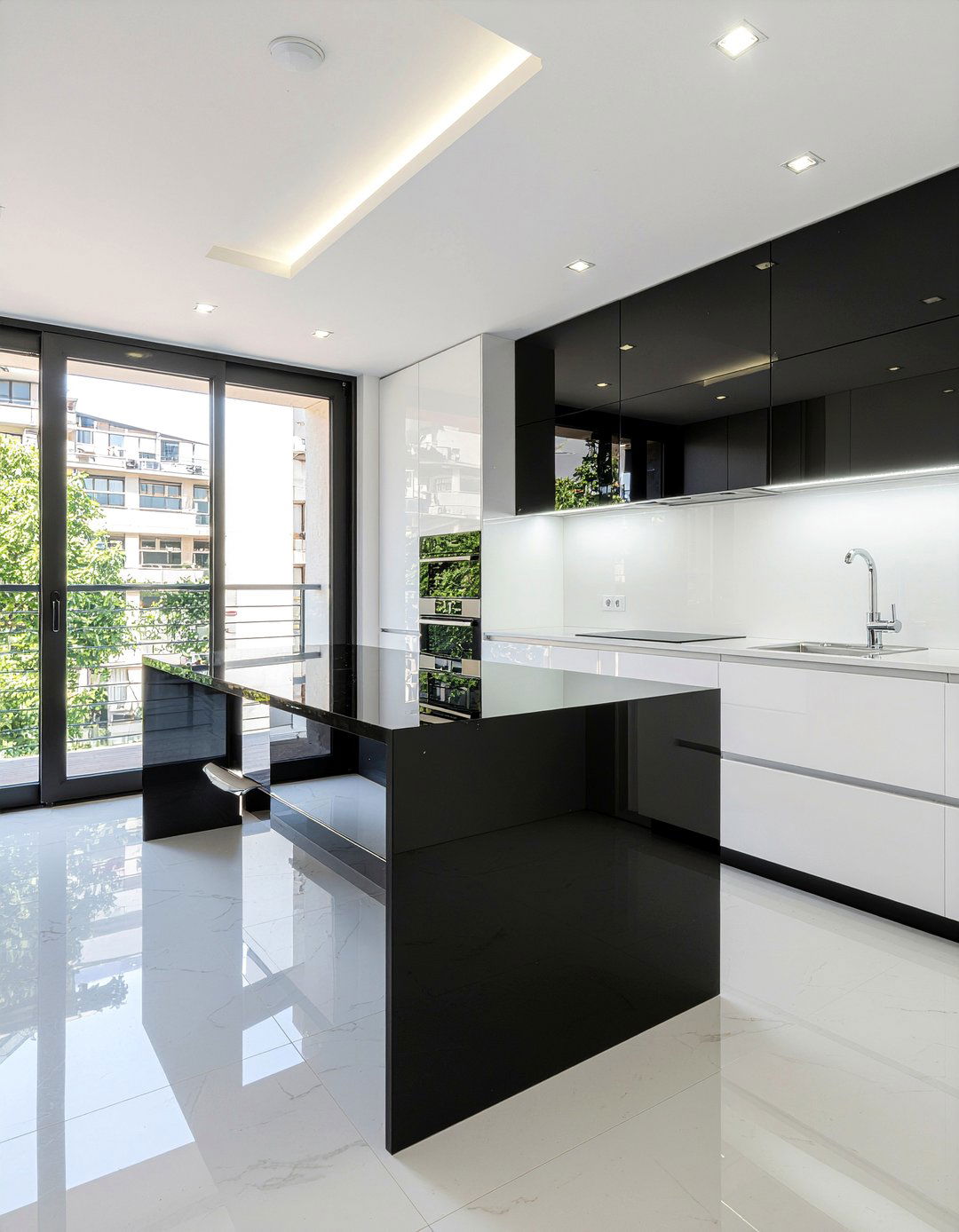High Gloss Black And White Kitchen - 30 black and white kitchen ideas
