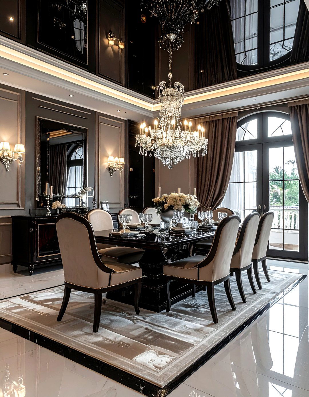 High Gloss Black Ceiling - 30 painted ceiling ideas