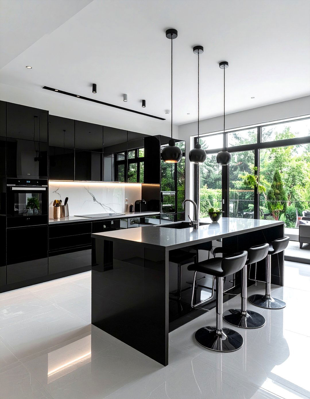 High Gloss Black Kitchen - 30 black kitchen furniture ideas