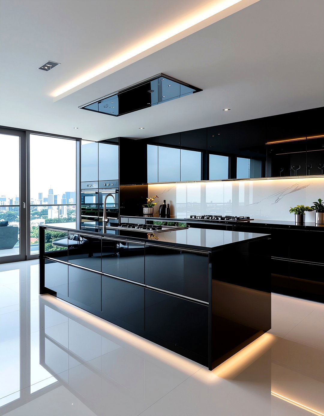 High Gloss Black Kitchen - 30 all black kitchen ideas
