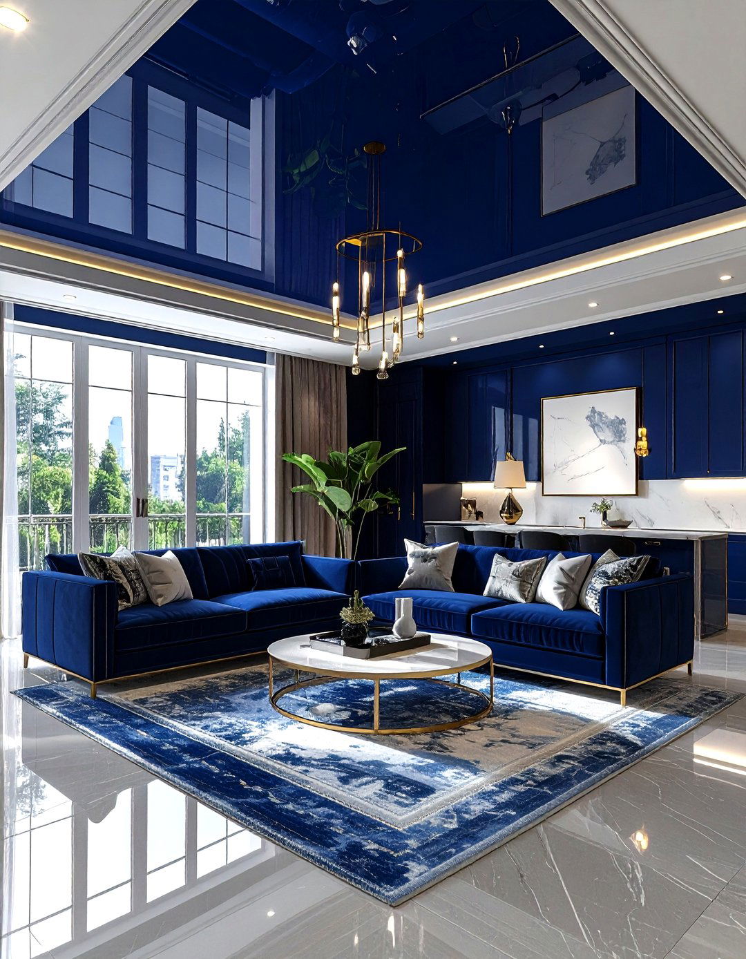 High Gloss Ceiling - 30 living room ceiling ideas