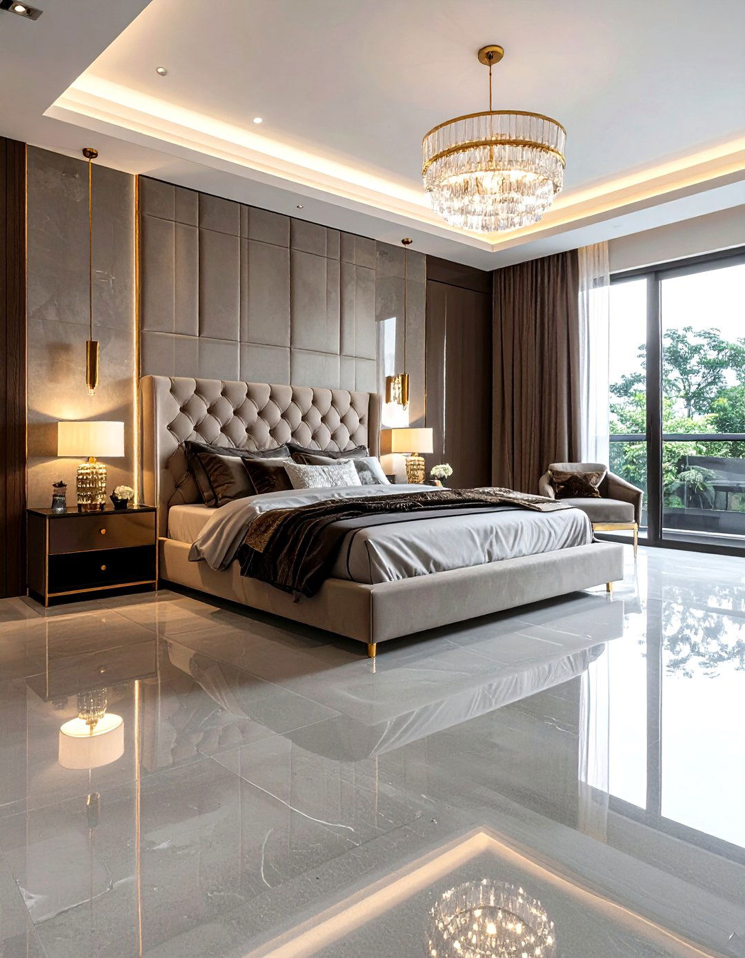 High Gloss Concrete Floor - 30 polished concrete bedroom ideas