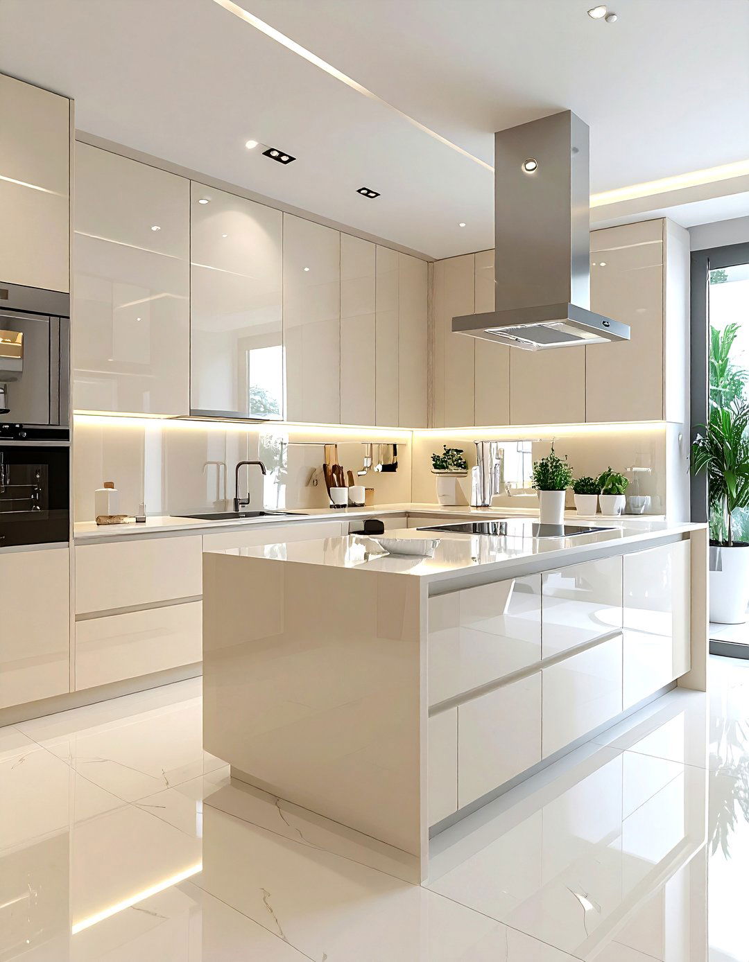 High Gloss Cream Kitchen White Glass Accents - 30 cream and white kitchen ideas