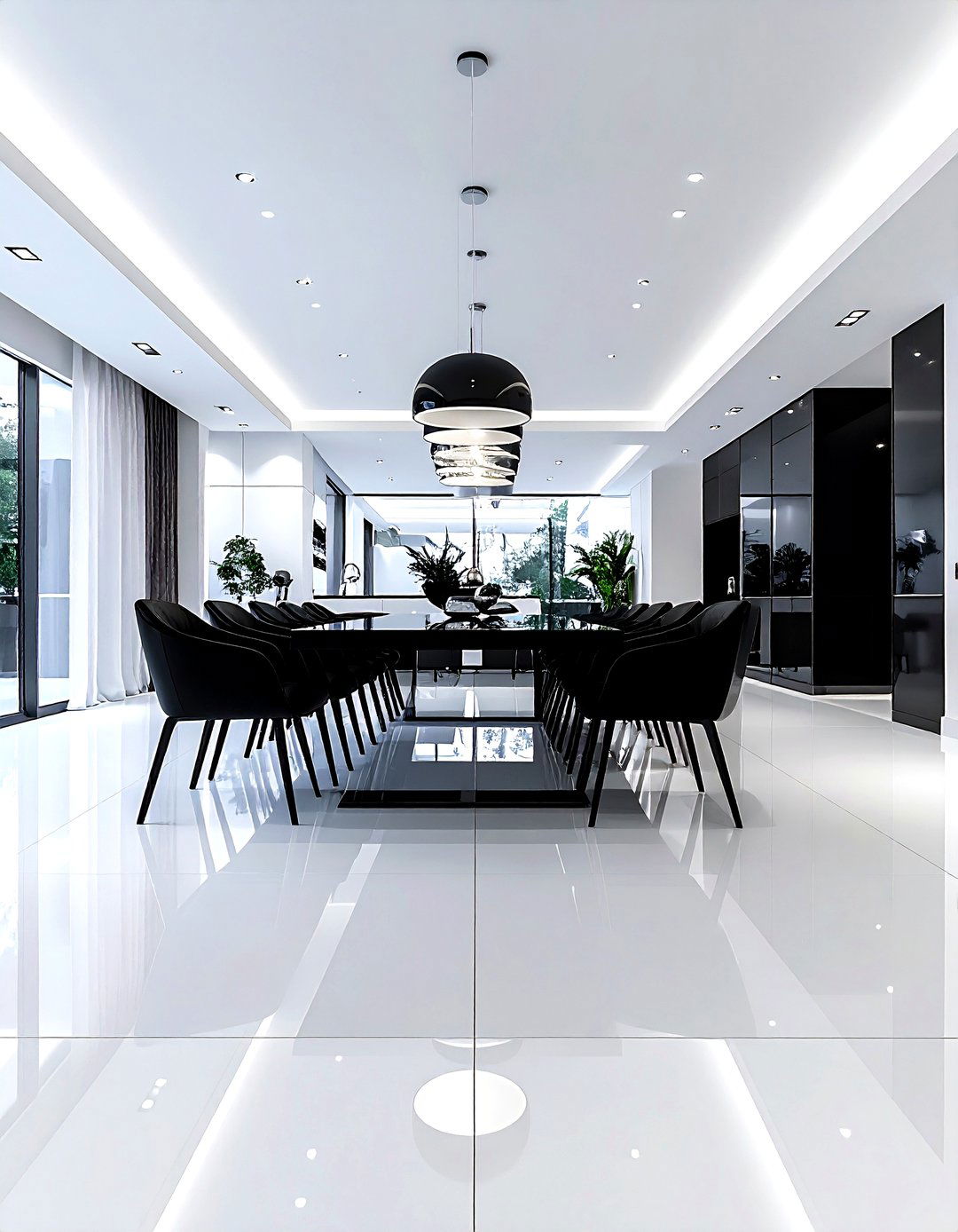 High Gloss Floor - 30 dining room floor design ideas