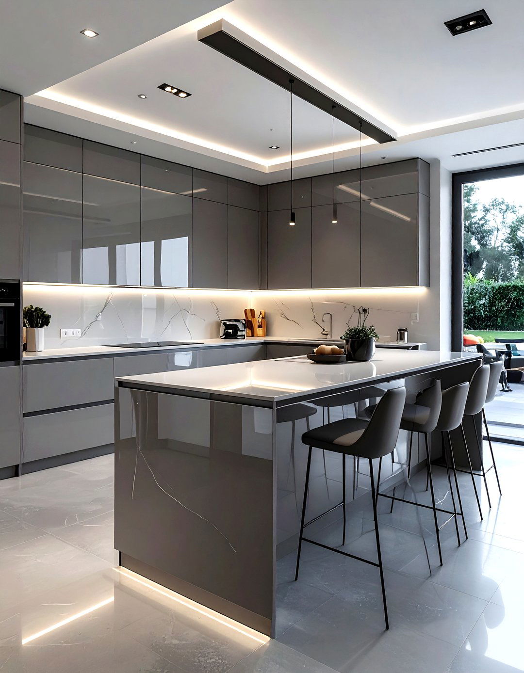 High Gloss Grey Kitchen - 30 grey kitchen design ideas