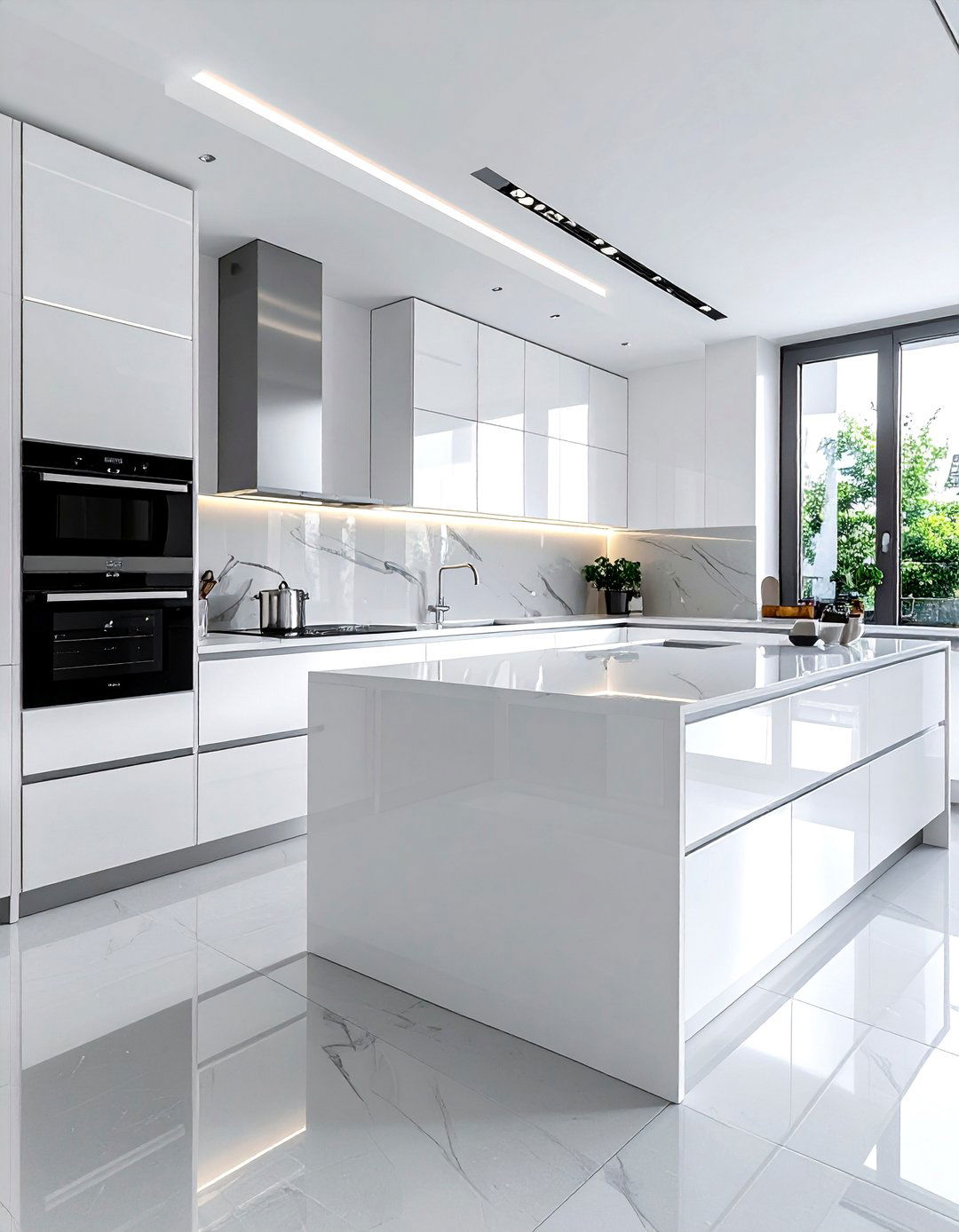 High Gloss Kitchen Cabinets - 30 one-wall kitchen ideas