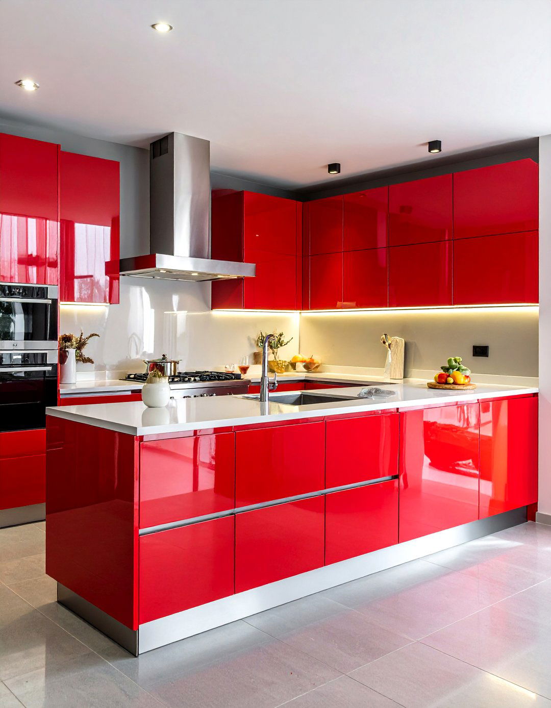 High Gloss Kitchen Cabinets - 30 small kitchen layout ideas