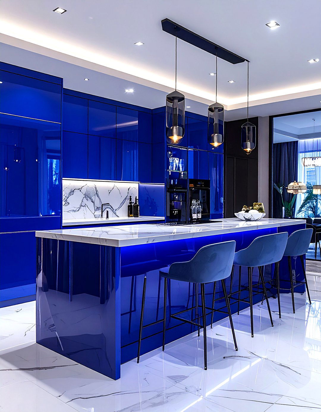 High Gloss Lacquer Bar - 30 dining room built-in bar ideas