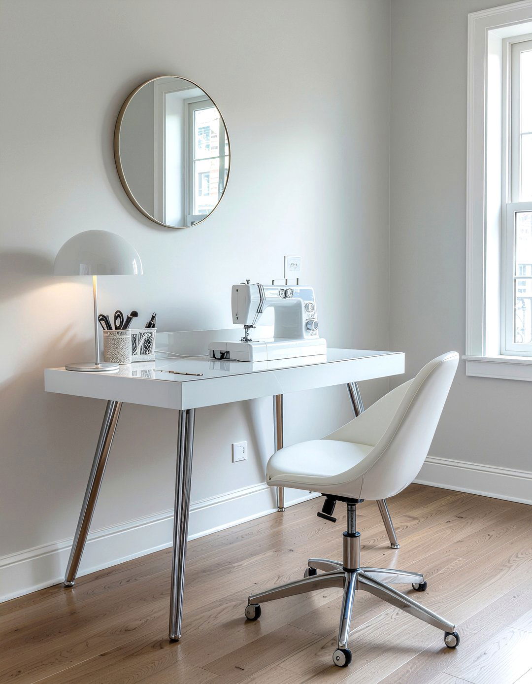 High Gloss Sewing Desk - 30 bedroom sewing nook ideas