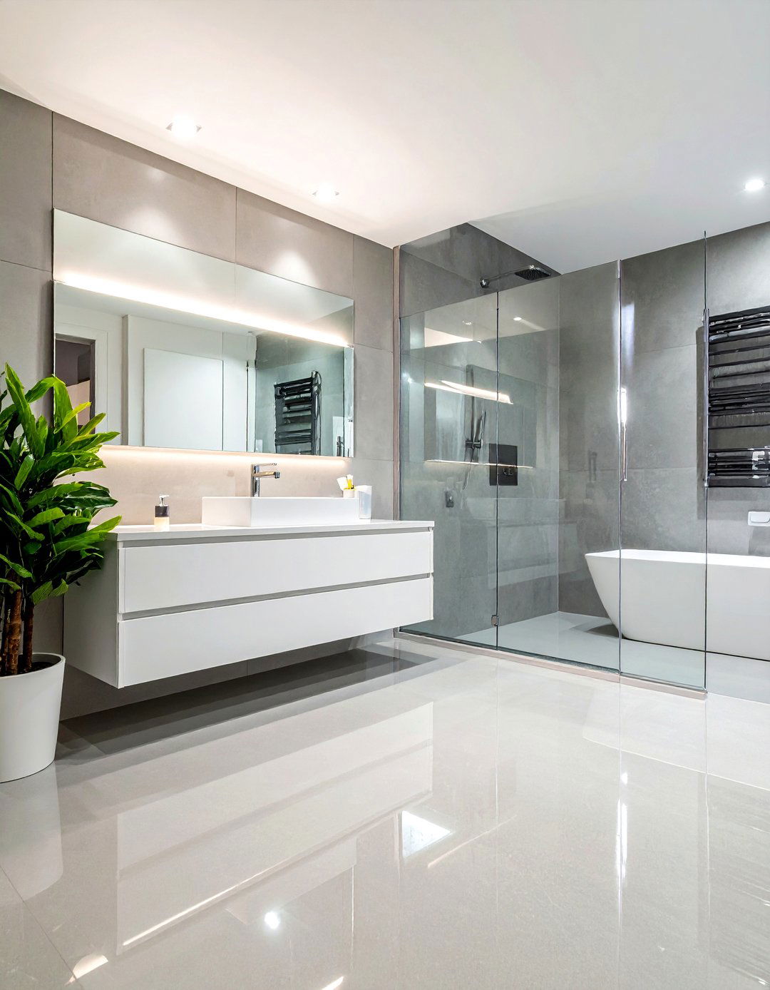 High Gloss Vinyl - 30 bathroom vinyl flooring ideas