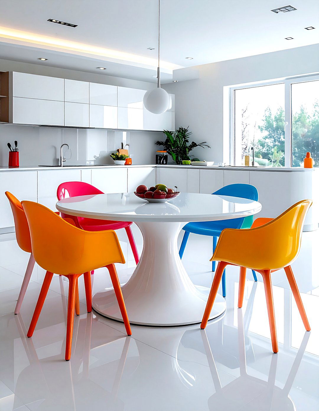 High Gloss White Table - 30 oval dining table ideas