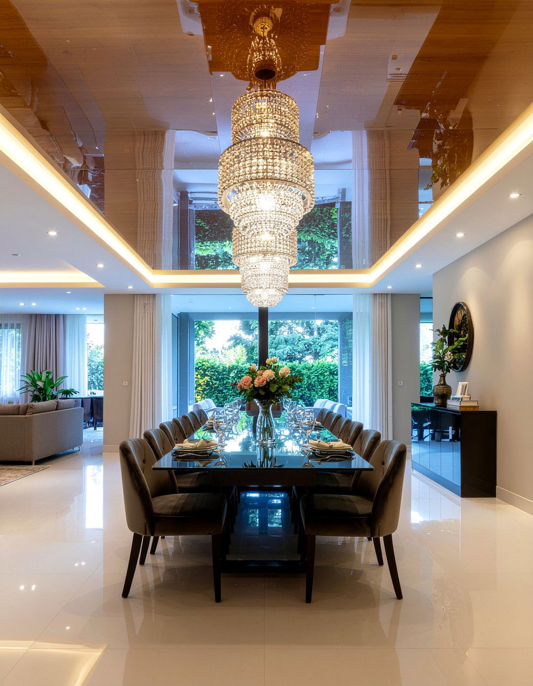 High Gloss Wood Ceiling - 30 dining room wood ceiling ideas