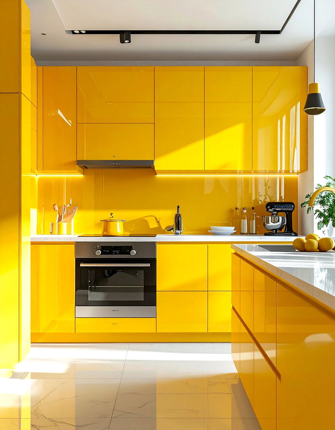 High Gloss Yellow Kitchen - 30 yellow kitchen ideas