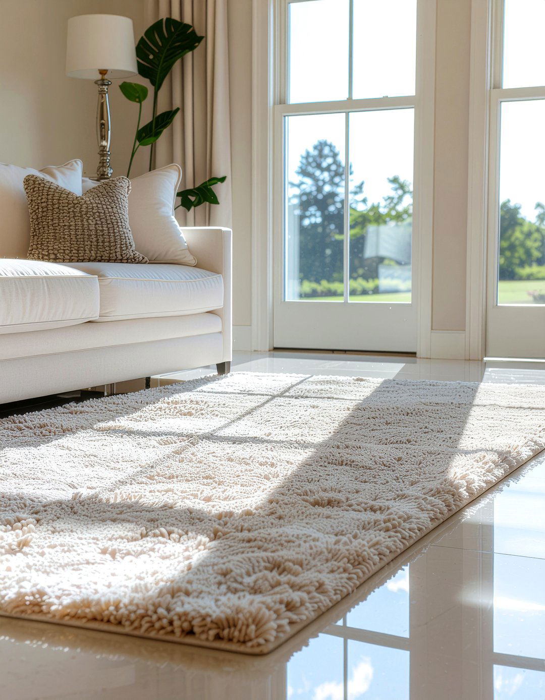 High Pile Silk Rugs - 30 layered texture living room ideas