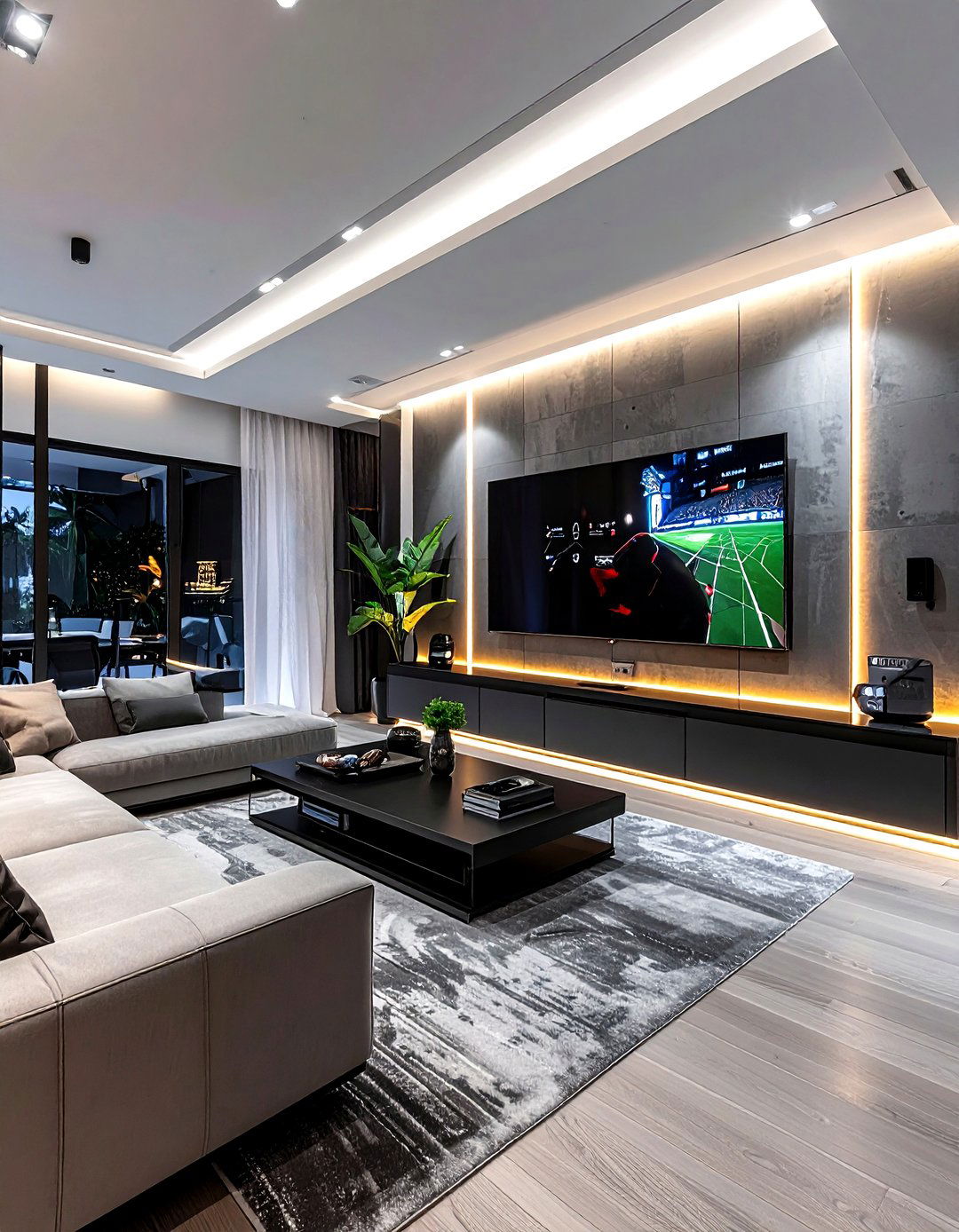 High Tech Sports Living Room - 30 sports themed living room ideas
