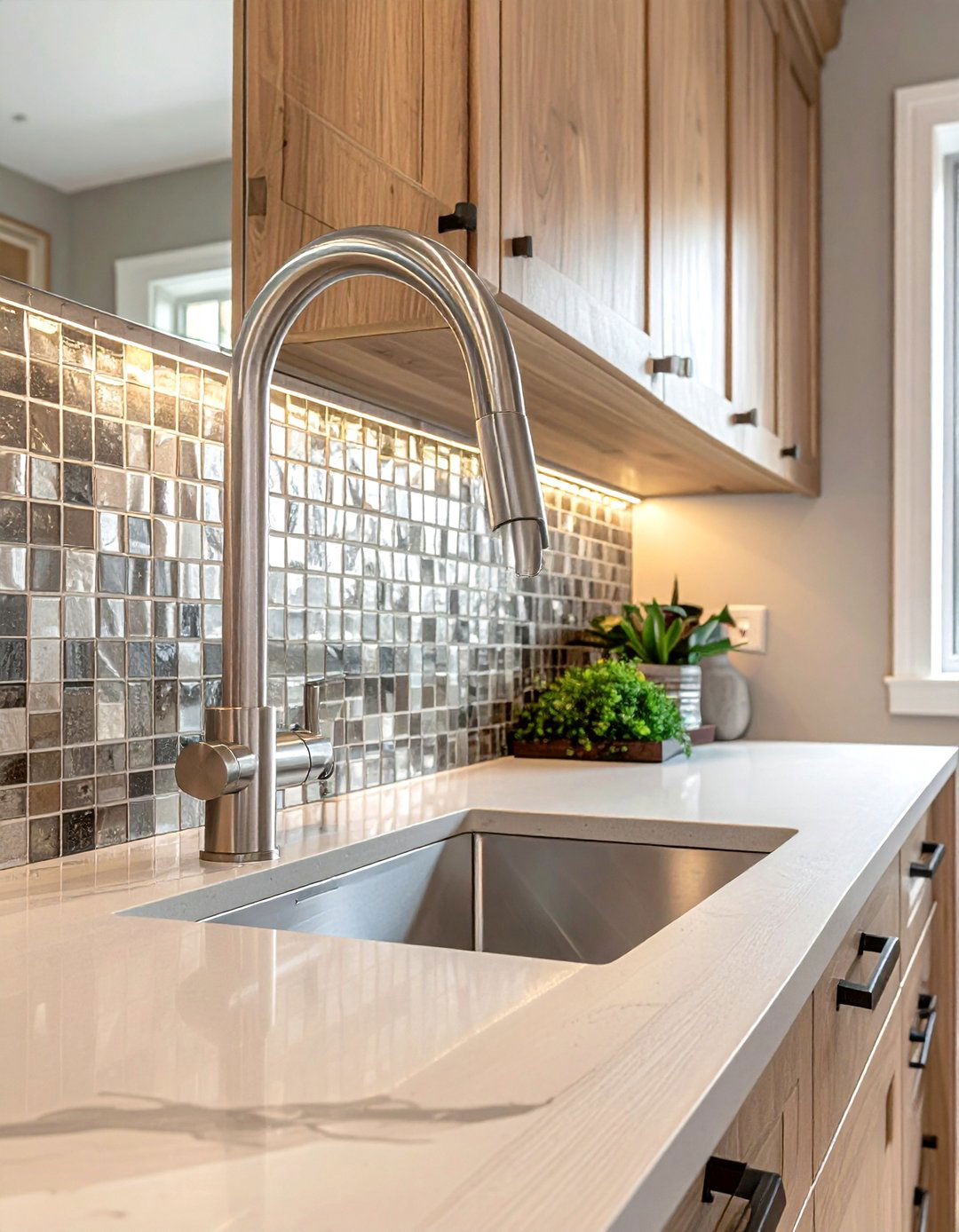 High arc brushed nickel faucet - 30 nickel kitchen faucet ideas