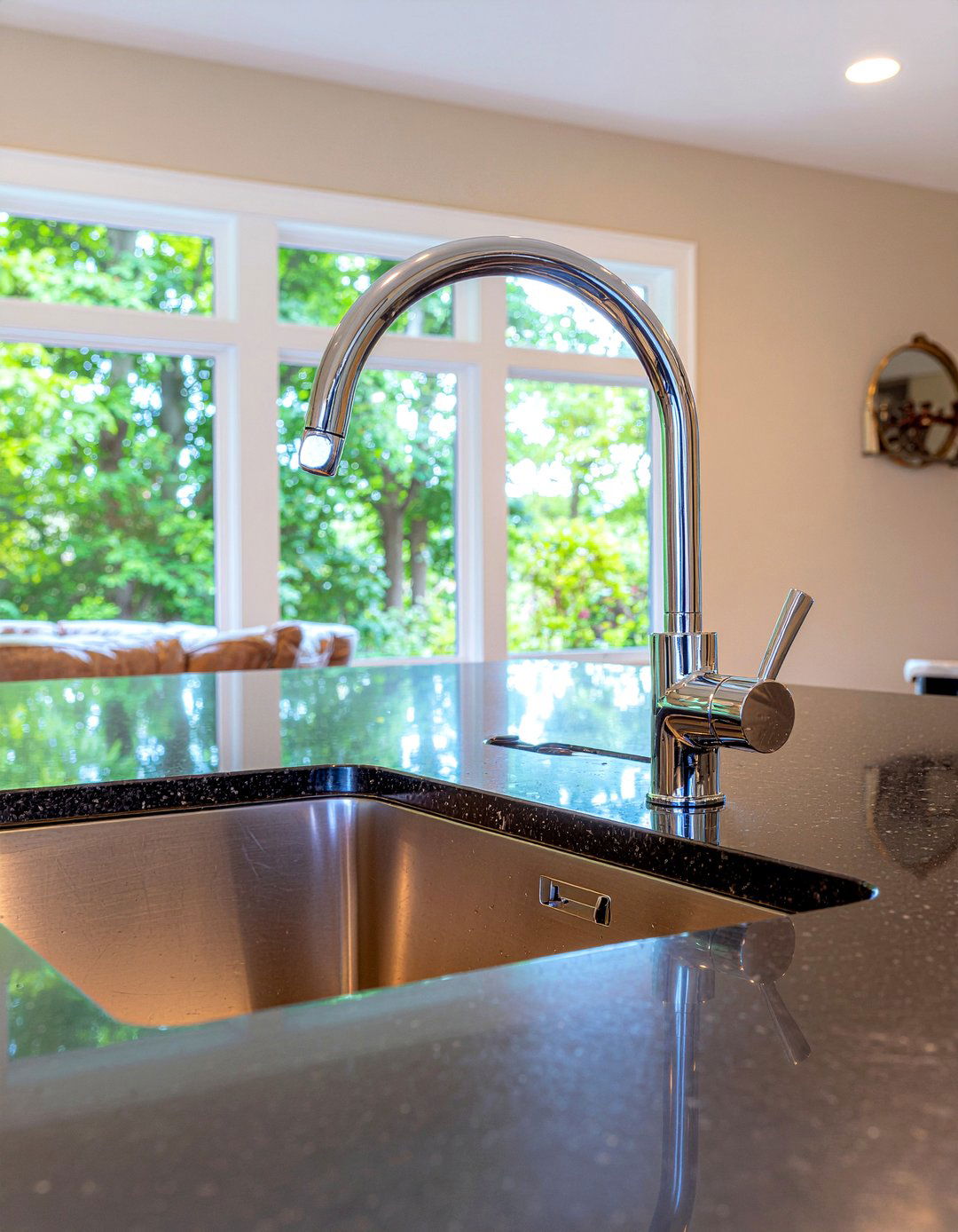 High arc chrome faucet - 30 chrome kitchen faucet ideas