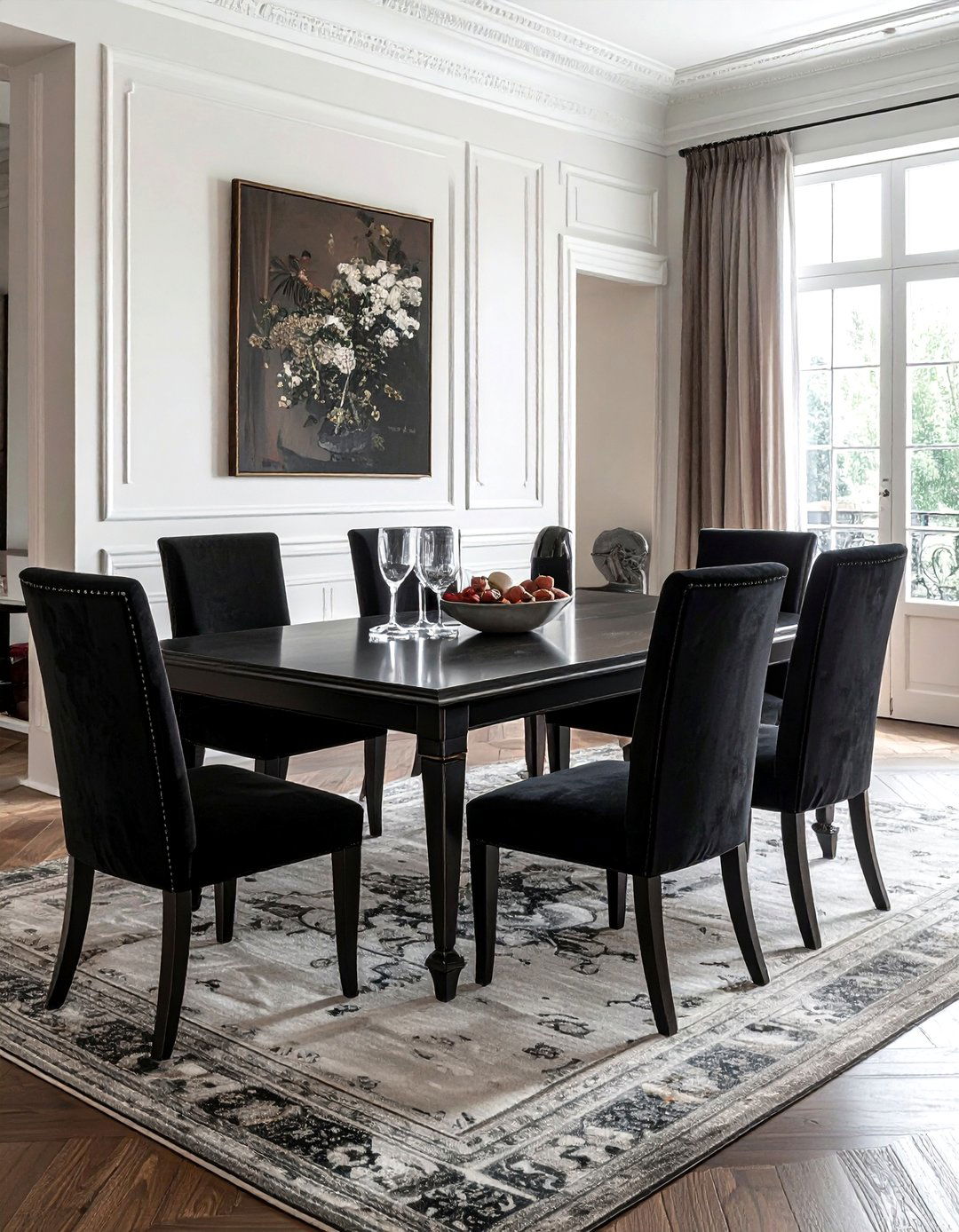 High back black dining chairs - 30 black dining room furniture ideas