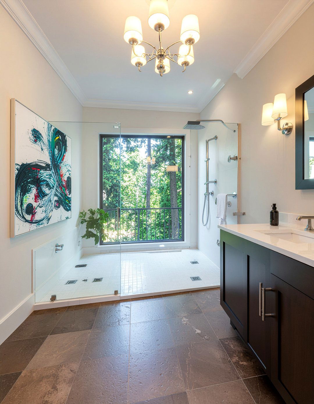 High ceiling bathroom picture rail - 30 bathroom picture rail ideas