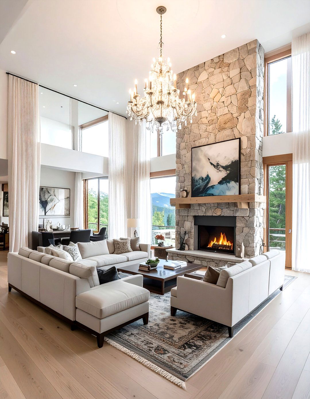 High ceiling cabin - 30 living room cabin furniture ideas