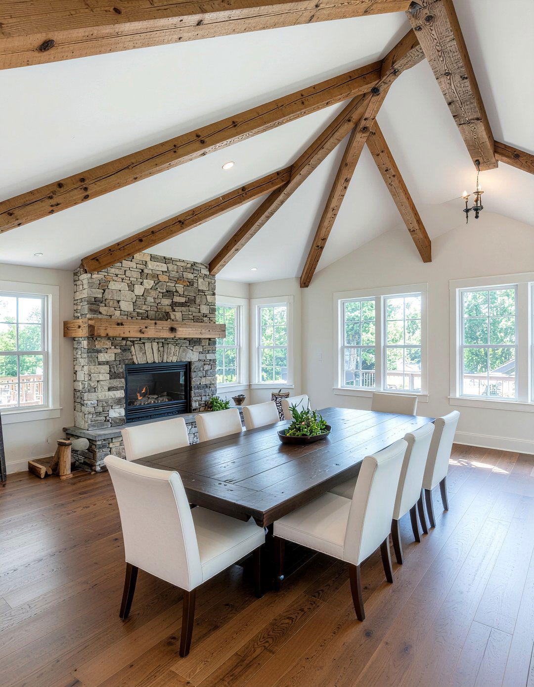 High ceiling dining room beams - 30 dining room beamed ceiling ideas