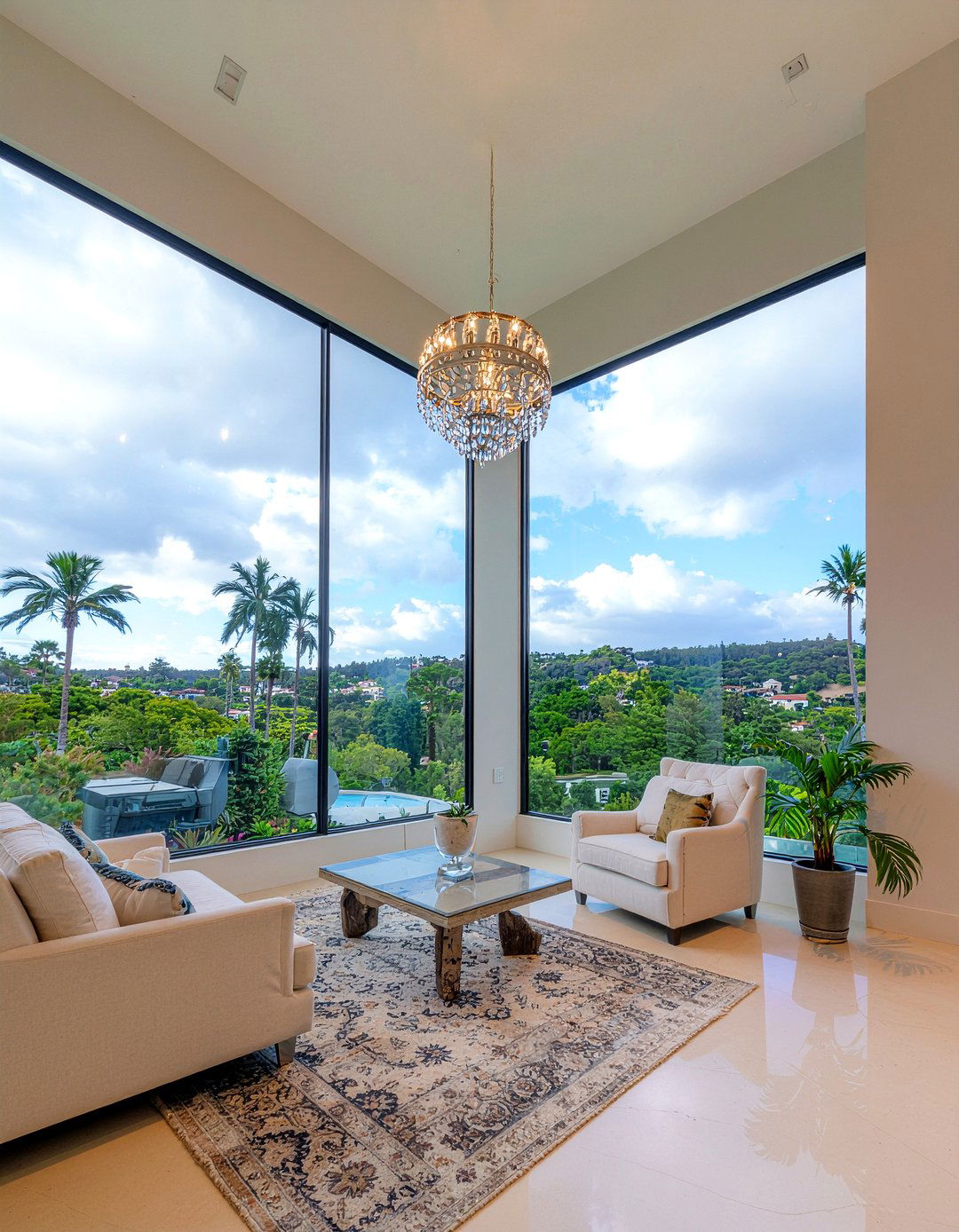 High ceiling glass wall - 30 living room floor to ceiling windows