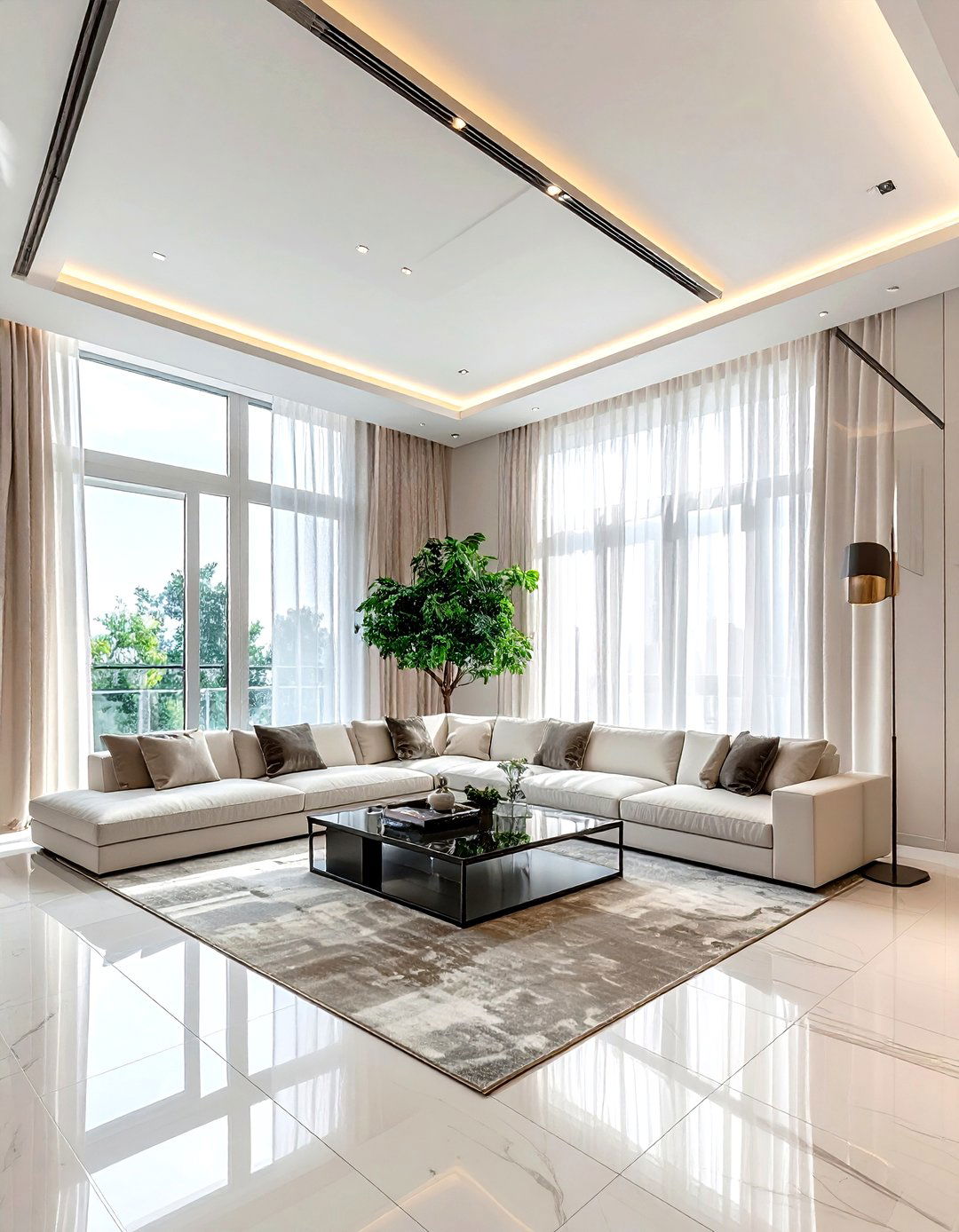 High ceiling living room - 30 living room staging ideas