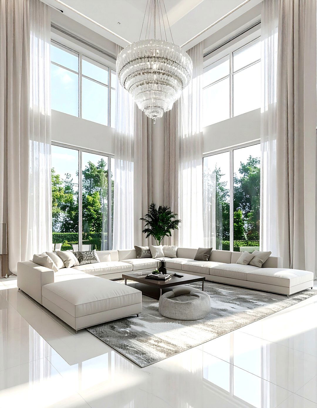 High ceiling living room - 30 show home living room ideas