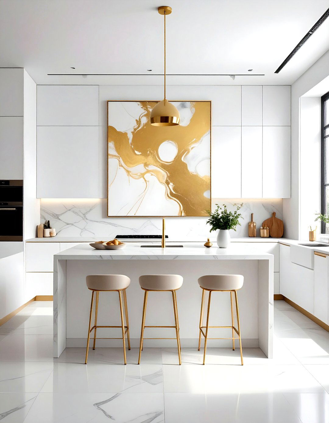 High end art in simple kitchen - 30 kitchen high-low mixing ideas
