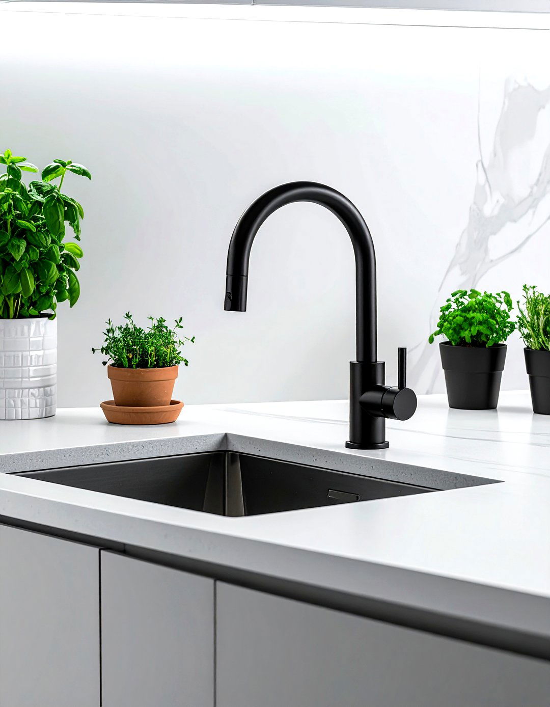 High end faucet with budget sink - 30 kitchen high-low mixing ideas