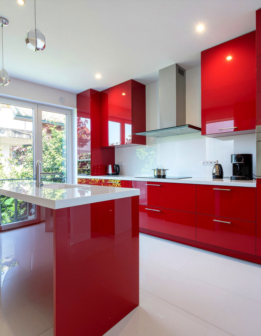 High gloss cabinets - 30 retro kitchen ideas